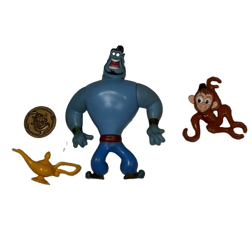 Disney's Aladdin Cake Topper Lot Genie Coin Abu Lamp Plastic Figure READ